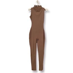 SKIMS ALL IN ONE MOCK NECK SLEEVELESS ONESIE UMBER XL NWT